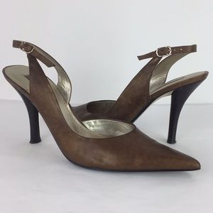 Nine West Brown Leather Slingback’s Size 7M